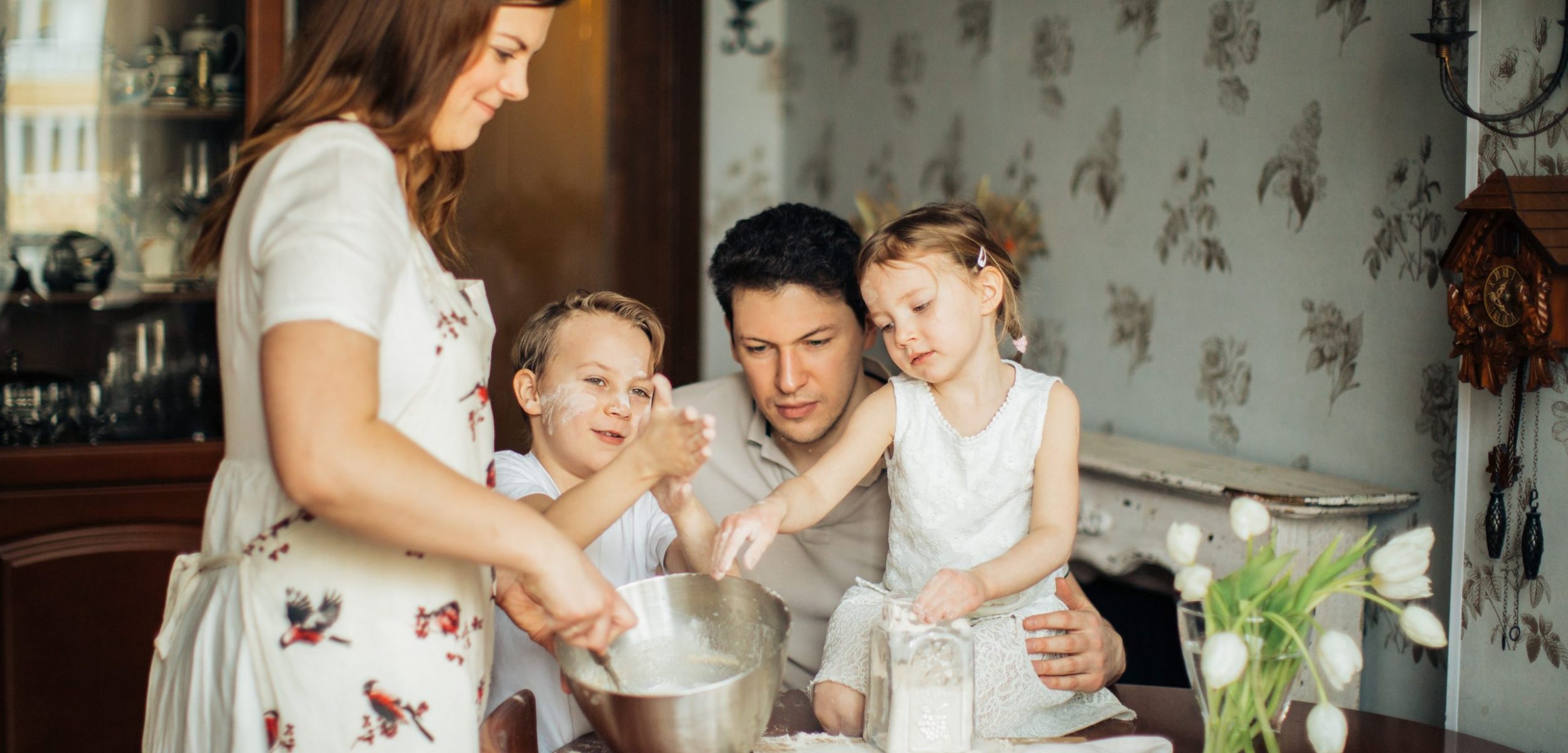 family baking together